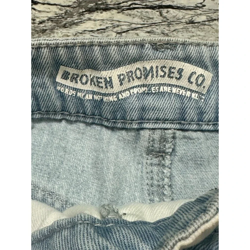 Broken Promises Two-Tone White & Light Blue Distressed Denim Shorts
